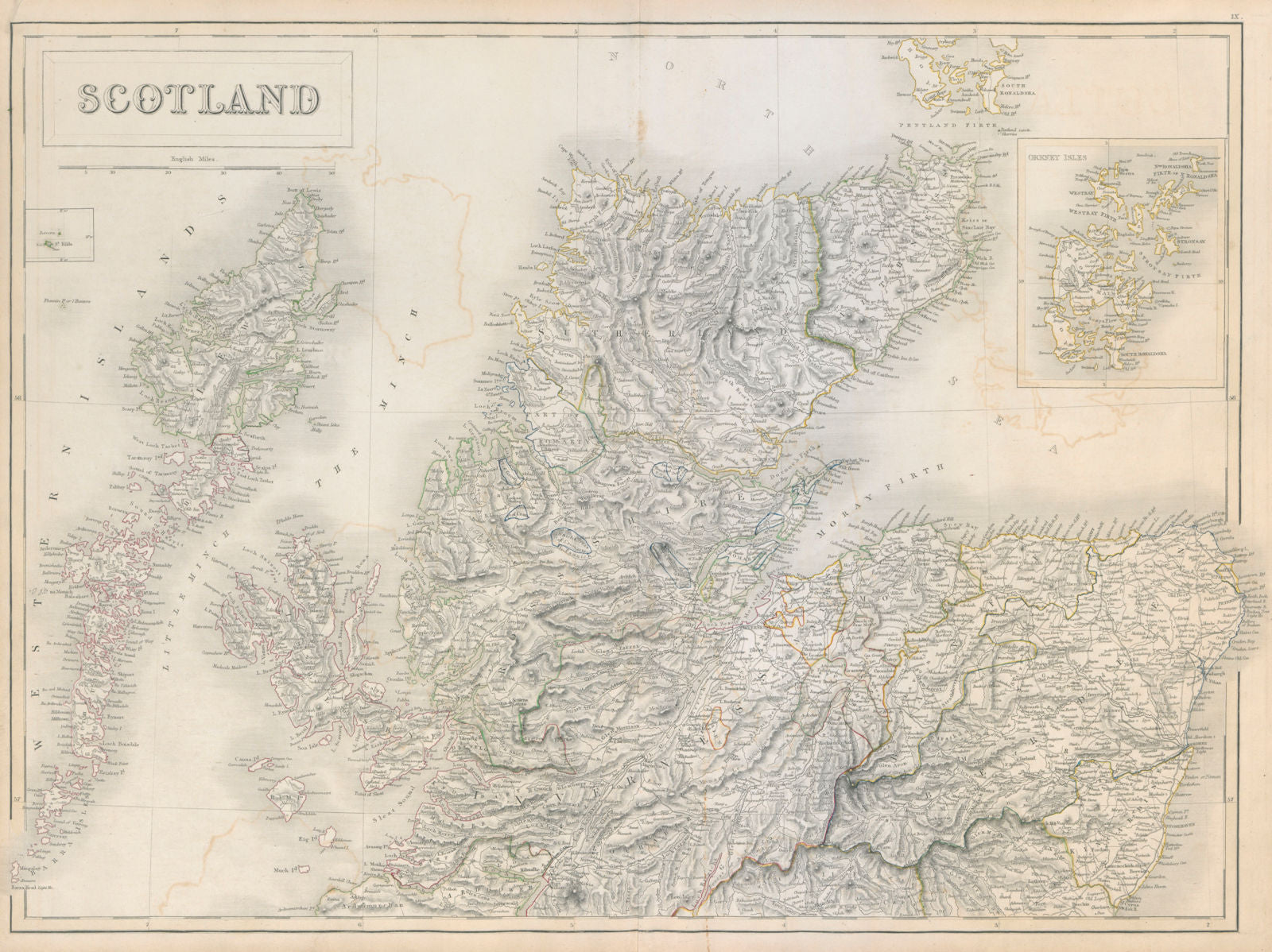 Scotland. North sheet. Highlands and Islands. SIDNEY HALL c1845 old map